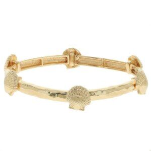 Scallop Shell Hammered Finish Stretch Bracelet